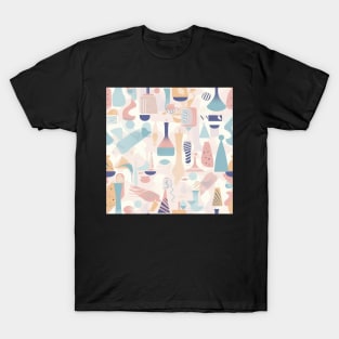 Abstract minimalism pattern featuring stylized objects and geometric shapes in soothing pastel colors T-Shirt